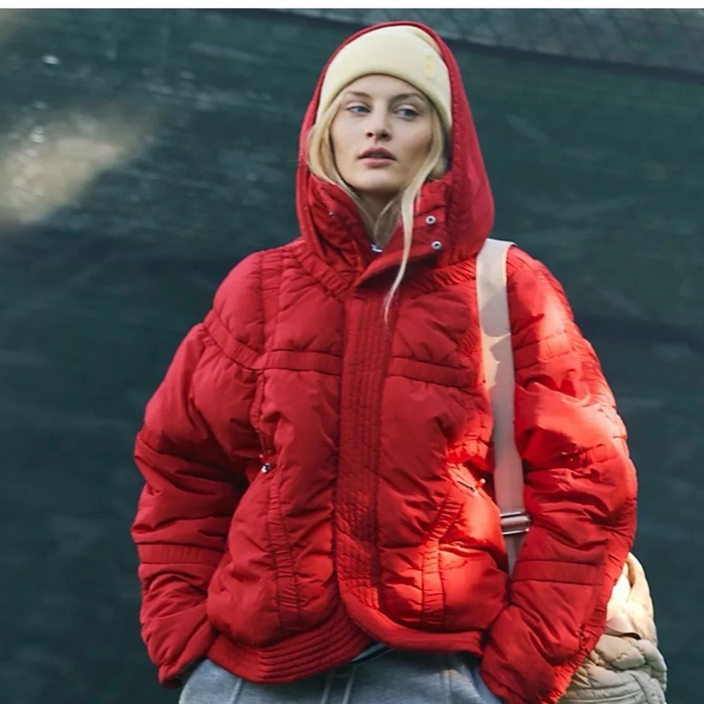 FP Movement by Free People Shirr Enough backpack puffer in cranberry